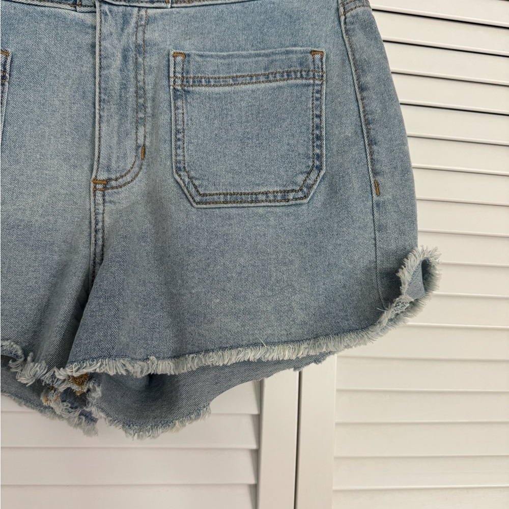 LC Lauren Conrad High Waisted Cutoff Jean Shorts with Braided Waist Band Sz 4 - Picture 3 of 3
